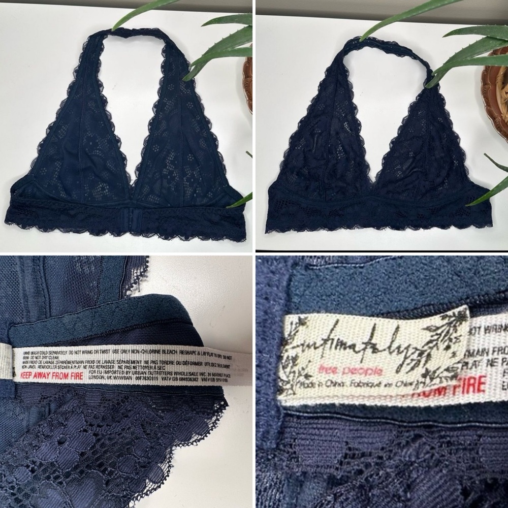 Free People Lace Bralette Set — Teal Racerback + Navy Halter | S + M - Picture 7 of 8